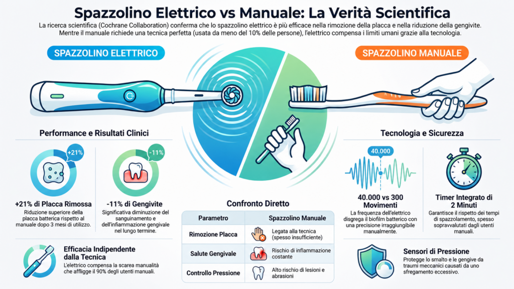Tabella comparativa spazzolino elettrico vs manuale